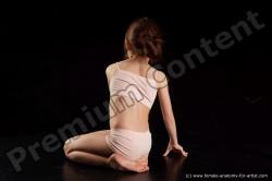 Underwear Woman White Kneeling poses - ALL Slim long brown Standard Photoshoot  Academic